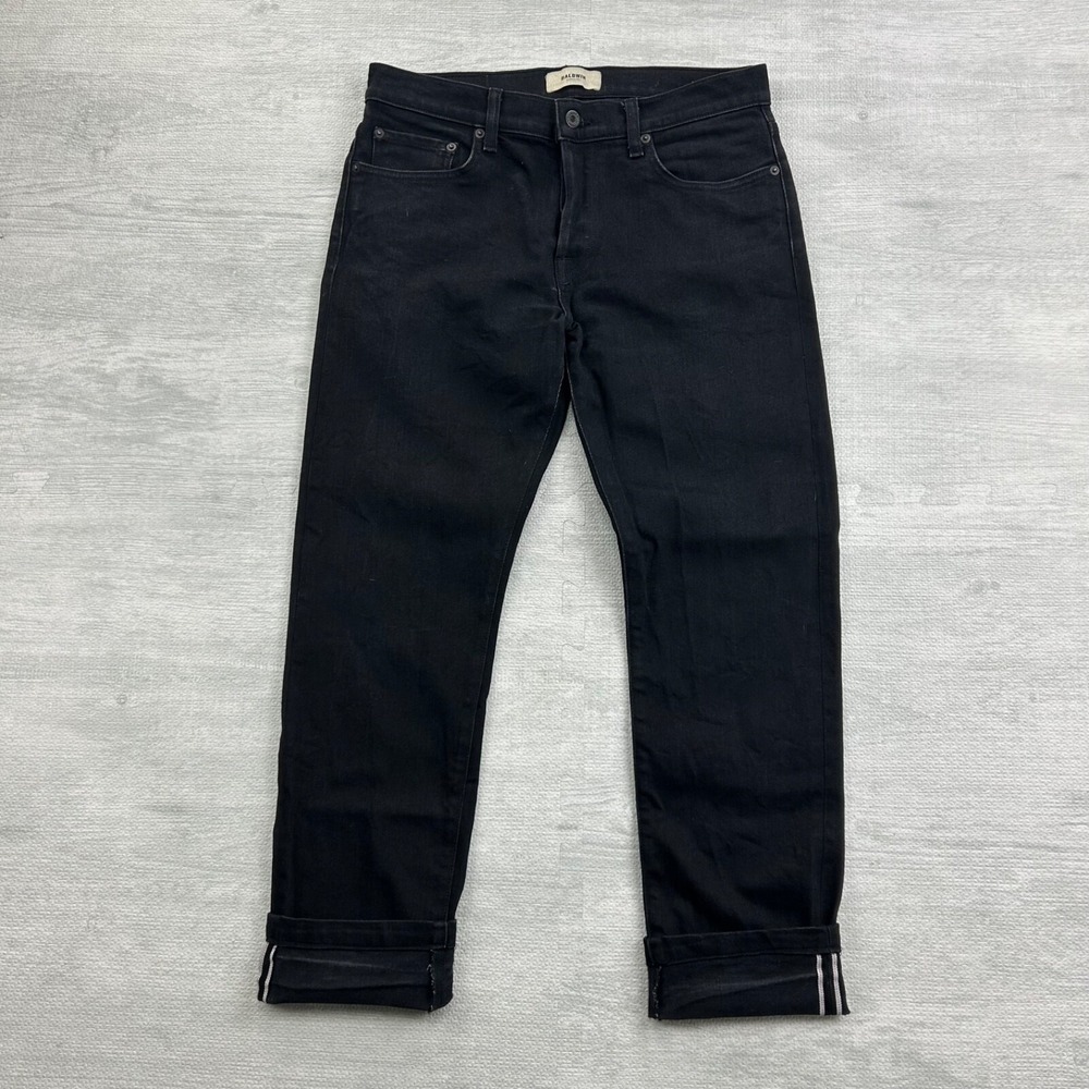 Baldwin Kansas City 76 Slim Selvedge Jeans Size 32 Black Raw Denim